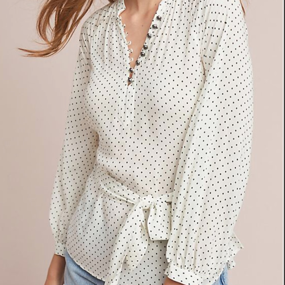 Maeve by Anthropology Polka Dot Blouse